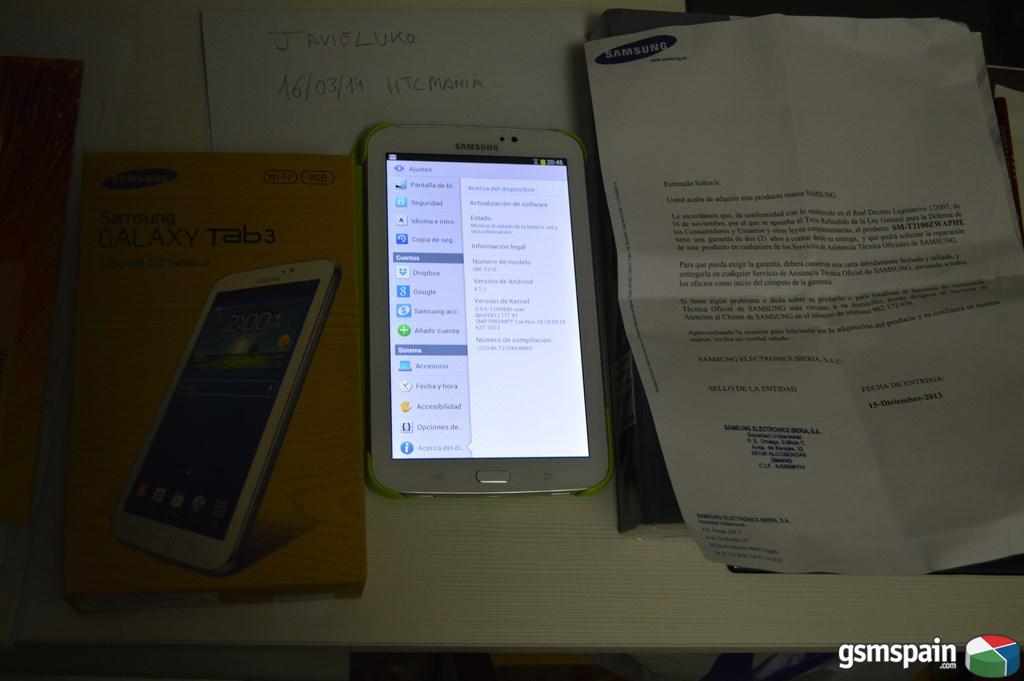 [VENDO] Samsung Galaxy Tab 3 7" WIFI + funda original + factura -> 140 G.I.