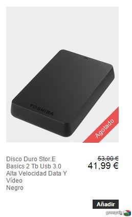 [CHOLLO] Disco Duro Externo Toshiba 2TB 2.5" - 41.99
